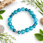 Teal Blue Agate Opera Necklace Set