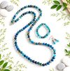 Teal Blue Agate Opera Necklace Set
