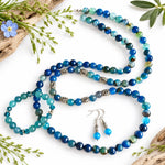 Teal Blue Agate Opera Necklace Set