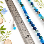 Teal Blue Agate Opera Necklace Set