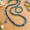 Teal Blue Agate Opera Necklace Set