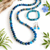 Teal Blue Agate Opera Necklace Set