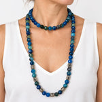 Teal Blue Agate Opera Necklace Set