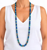 Teal Blue Agate Opera Necklace Set