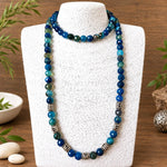Teal Blue Agate Opera Necklace Set