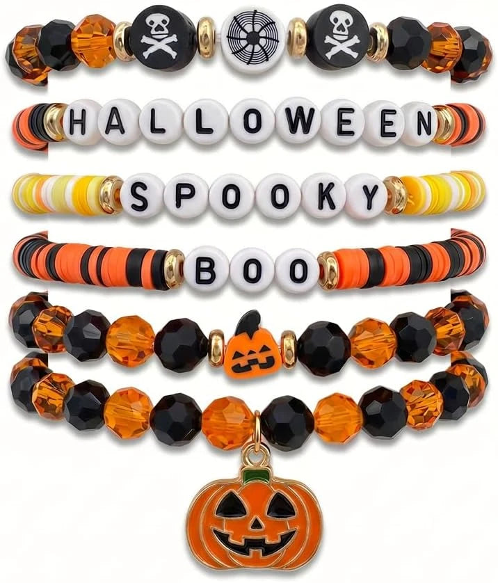 Halloween Beaded Stretch Bracelet Set