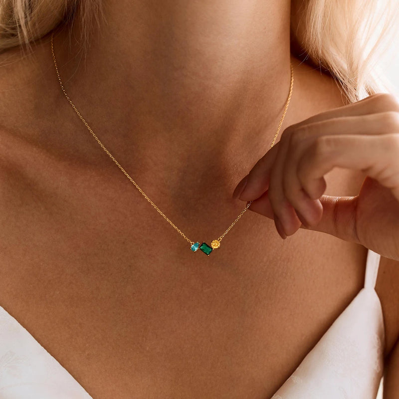 Three Birthstone Custom Necklace