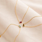 Dainty Baguette Birthstone Necklace