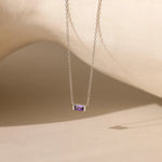 Dainty Baguette Birthstone Necklace