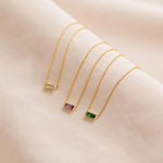 Dainty Baguette Birthstone Necklace