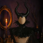 Gothic Feather Cape And Horn Set