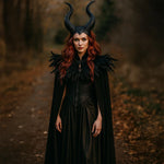 Gothic Feather Cape And Horn Set