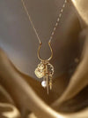 Gold Sacred Heart Sword Charm Necklace