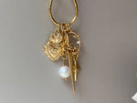 Gold Sacred Heart Sword Charm Necklace