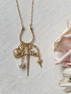 Gold Sacred Heart Sword Charm Necklace