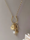Gold Sacred Heart Sword Charm Necklace
