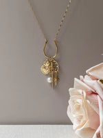 Gold Sacred Heart Sword Charm Necklace