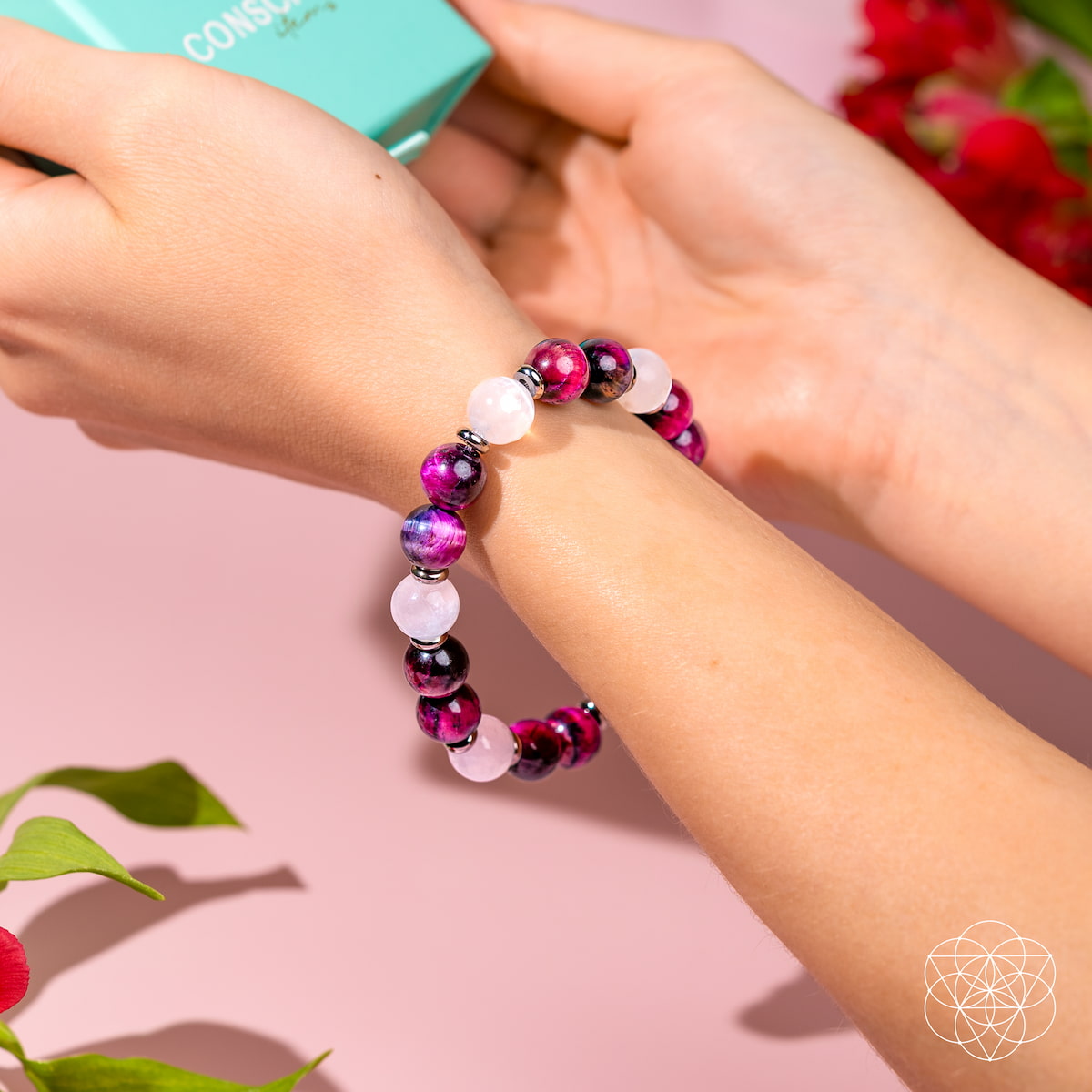 Shape Your Future – Pink Galaxy Tiger’s Eye Bracelet