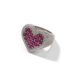 Hip-hop T-square heart-shaped zircon ring