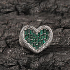 Hip-hop T-square heart-shaped zircon ring