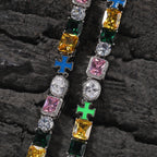 Hip-hop necklace with colorful zircon inlays and a square cross