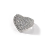 Hip-hop T-square heart-shaped zircon ring