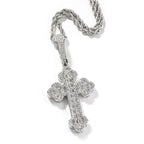 Hip-hop large diamond-encrusted cloud cross pendant