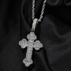 Hip-hop large diamond-encrusted cloud cross pendant
